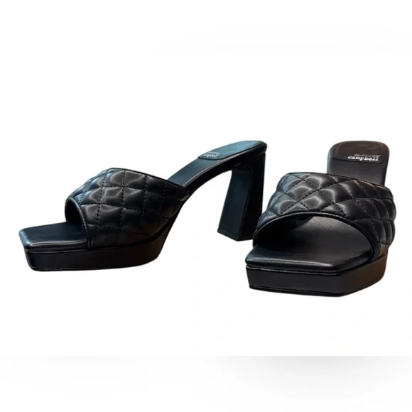 NWOT Jeffrey Campbell Nana Quilted Platform
Mule Heels In Black Size 7.5 - Picture 2 of 11